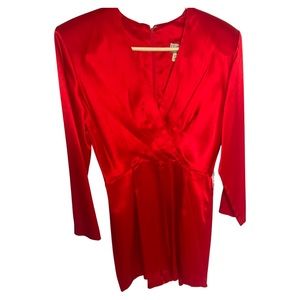 Vintage LE-AL red satin romper with belt size 9-10